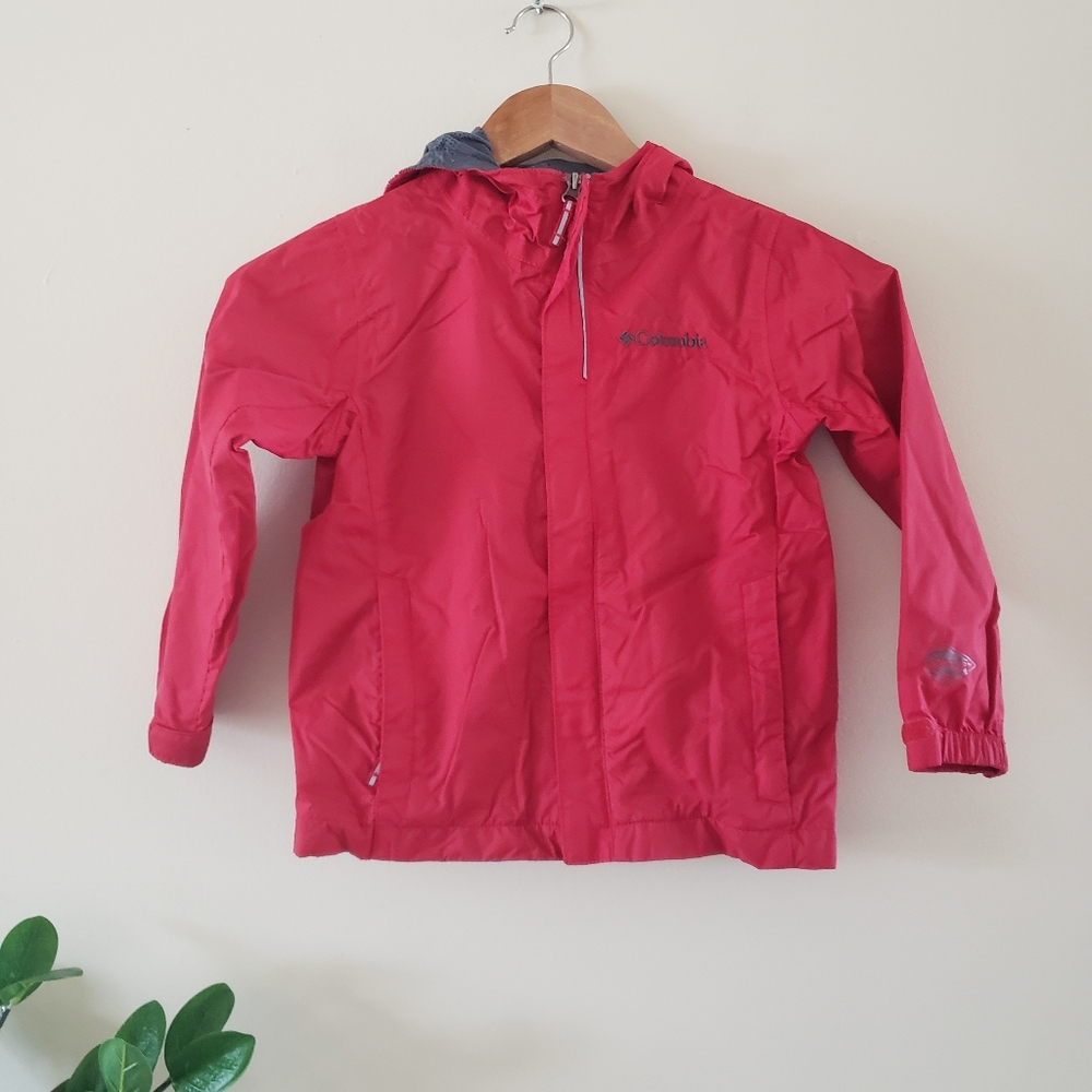 COLUMBIA Omni Tech Boys Rain Jacket Lined - Red XXS (4/5)